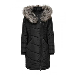 Deri Detaylı Kürklü Parka SIYAH
