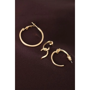 Düğüm Model Altın Renk Metal Çoklu Küpe