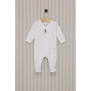 Erkek Bebek Patikli Tulum  Krem