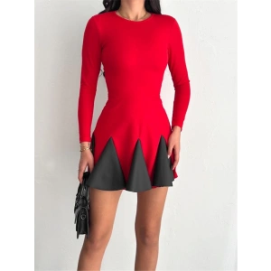 Eteği kloş crep mini elbise s1267