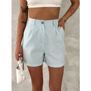 Flam Keten Yüksek Bel Yazlık Şort