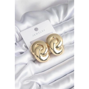 Gold Renk Halka Tasarım Pirinç Kadın Küpe