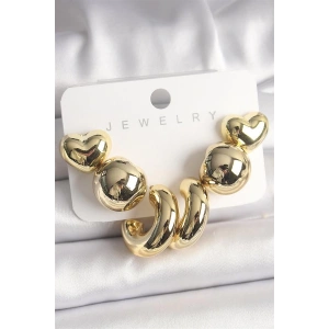 Gold Renk İşlemeli Daire Halka Model CCB Kadın Küpe Seti