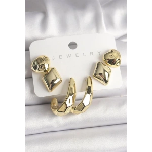 Gold Renk Kalp Halka Model CCB Plastik Kadın Küpe Seti