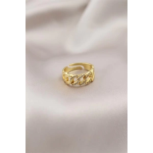 Gold Renk Metal Zincir Model Taşlı Kadın Yüzük