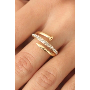 Gold Renk Taşlı Çivi Ayarlanabilir Kadın Yüzük