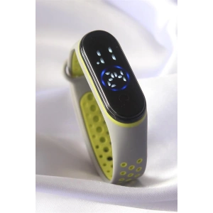 Gri Yeşil Renk Silikon Kordon Dijital Dokunmatik Led Saat