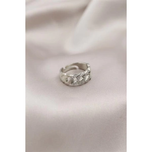 Gümüş Renk Metal Zincir Model Taşlı Kadın Yüzük