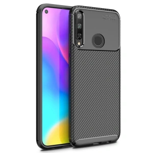 Huawei P40 Lite E Kılıf Auto Focus Karbon Kapak - Siyah