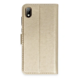 Huawei Y5 2019 Kılıf Trend S Plus Kapaklı Kılıf - Gold