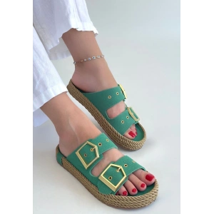 İces Yeşil Nubuk Terlik