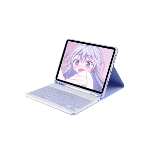 iPad 2022 10.9 (10.nesil) Kılıf KC01 Smart Klavyeli Tablet Kılıfı - Lila