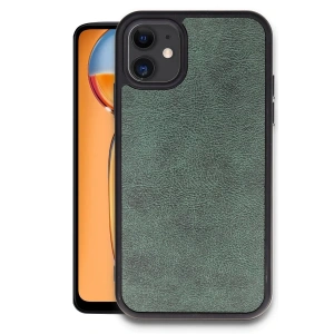iPhone 11 Kılıf Aras Deri Kapak - Koyu Yeşil