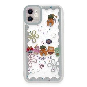 iPhone 11 Kılıf Sweet Desenli Silikon Kapak - Açık Mavi