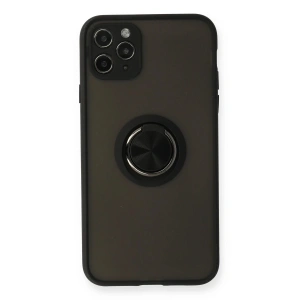 iPhone 11 Pro Kılıf Montreal Yüzüklü Silikon Kapak - Siyah