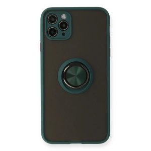 iPhone 11 Pro Kılıf Montreal Yüzüklü Silikon Kapak - Yeşil