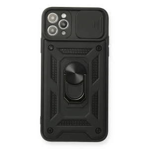 iPhone 11 Pro Max Kılıf Pars Lens Yüzüklü Silikon - Siyah