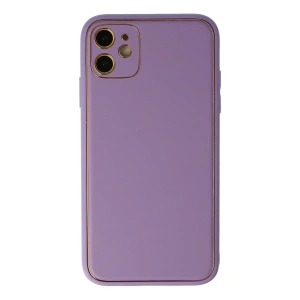 iPhone 12 Kılıf Coco Deri Silikon Kapak - Lila