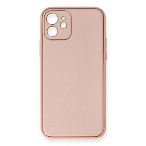 iPhone 12 Kılıf Coco Deri Silikon Kapak - Pembe