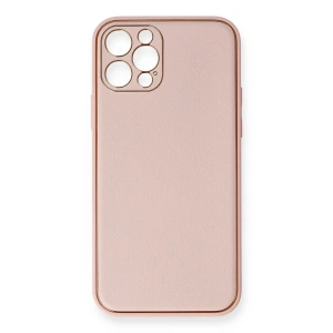 iPhone 12 Pro Kılıf Coco Deri Silikon Kapak - Pembe