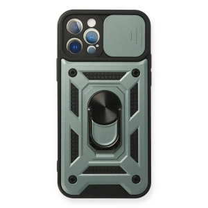 iPhone 12 Pro Kılıf Pars Lens Yüzüklü Silikon - Yeşil