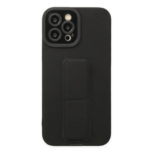 iPhone 12 Pro Max Kılıf Mega Standlı Silikon - Siyah