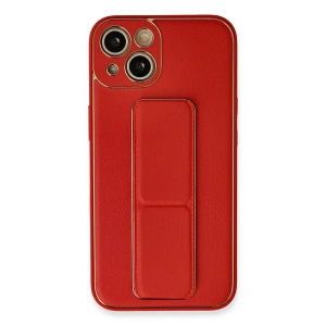 iPhone 13 Kılıf Coco Deri Standlı Kapak - Kırmızı