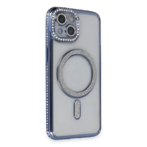 iPhone 13 Kılıf Joke Simli Magneticsafe Kılıf - Mavi