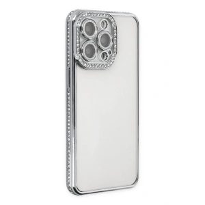 iPhone 13 Pro Kılıf Joke Taşlı Silikon - Gümüş