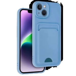 iPhone 14 Kılıf Kelvin Kartvizitli Silikon - Mavi