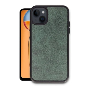 iPhone 15 Kılıf Aras Deri Kapak - Koyu Yeşil