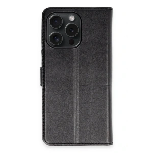iPhone 15 Pro Max Kılıf Trend S Plus Kapaklı Kılıf - Siyah