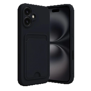 iPhone 16 Kılıf Kelvin Kartvizitli Silikon - Siyah