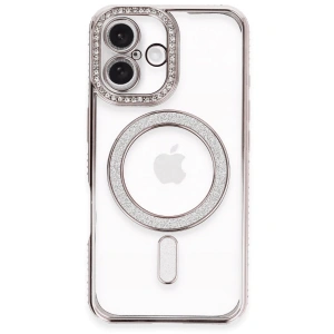 iPhone 16 Plus Kılıf Joke Simli Magneticsafe Kılıf - Pembe