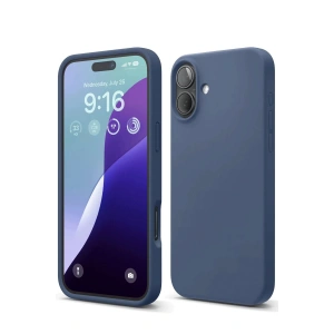 iPhone 16 Plus Kılıf Nano içi Kadife Silikon - Lacivert