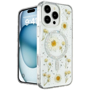 iPhone 16 Pro Kılıf Daisy Simli Magsafe Kapak - Gümüş