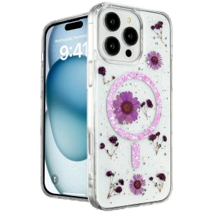 iPhone 16 Pro Kılıf Daisy Simli Magsafe Kapak - Mor