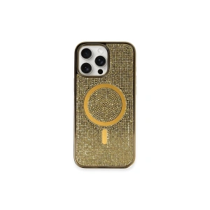 iPhone 16 Pro Kılıf Diamond Magsafe Kapak - Gold