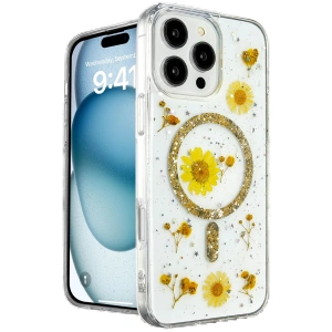 iPhone 16 Pro Max Kılıf Daisy Simli Magsafe Kapak - Gold