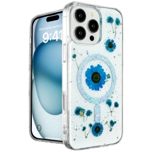 iPhone 16 Pro Max Kılıf Daisy Simli Magsafe Kapak - Mavi