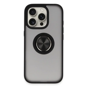 iPhone 16 Pro Max Kılıf Montreal Yüzüklü Silikon Kapak - Siyah