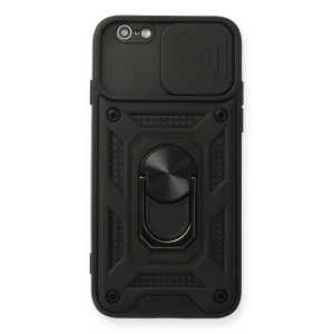 iPhone 6 Kılıf Pars Lens Yüzüklü Silikon - Siyah