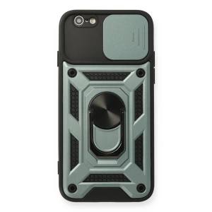 iPhone 6 Kılıf Pars Lens Yüzüklü Silikon - Yeşil