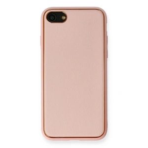 iPhone 7 Kılıf Coco Deri Silikon Kapak - Pembe