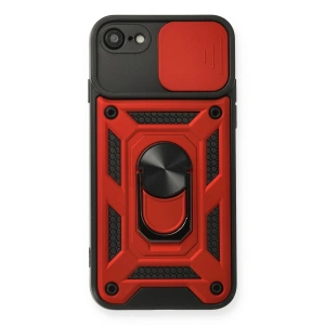 iPhone 7 Kılıf Pars Lens Yüzüklü Silikon - Kırmızı