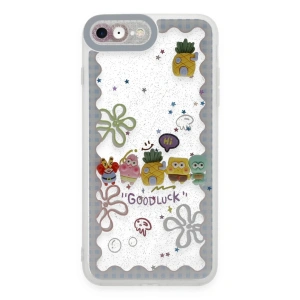 iPhone 7 Kılıf Sweet Desenli Silikon Kapak - Açık Mavi