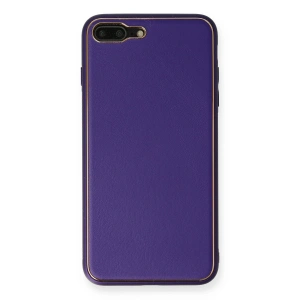 iPhone 7 Plus Kılıf Coco Deri Silikon Kapak - Mor