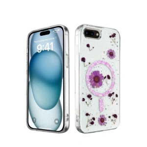 iPhone 7 Plus Kılıf Daisy Simli Magsafe Kapak - Mor