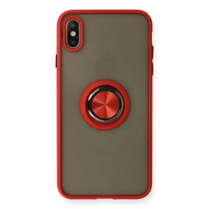 iPhone X Kılıf Montreal Yüzüklü Silikon Kapak - Kırmızı