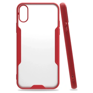 iPhone X Kılıf Platin Silikon - Kırmızı